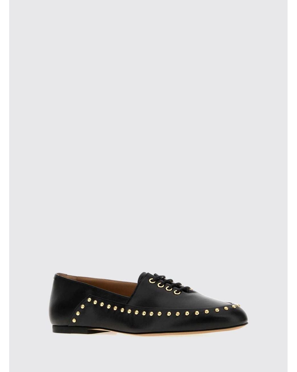 Jil Sander White Elyss Smooth Calfskin Ballet Flats With Embroidered Studs