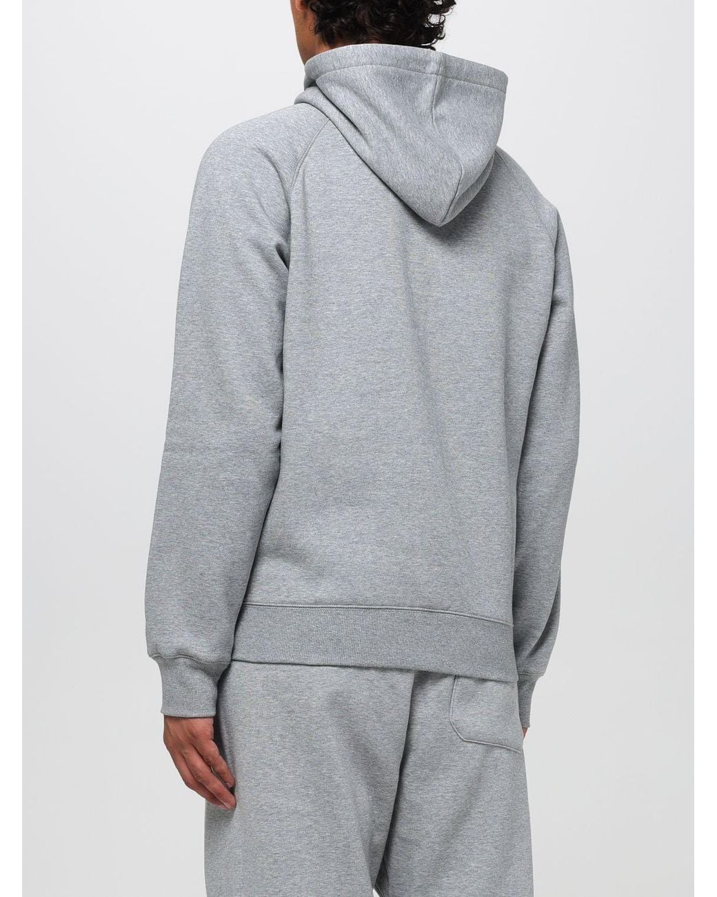 Carhartt Gray Cotton Hoodie With Kangaroo Pocket for men