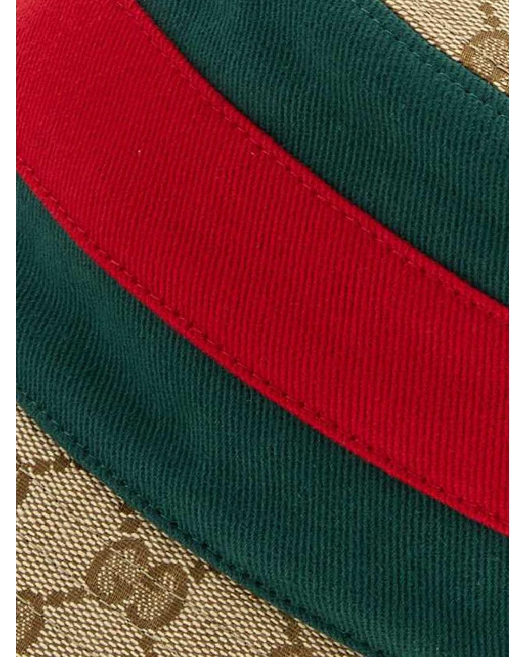 Gucci Red Monogram Striped Bucket Hat for men