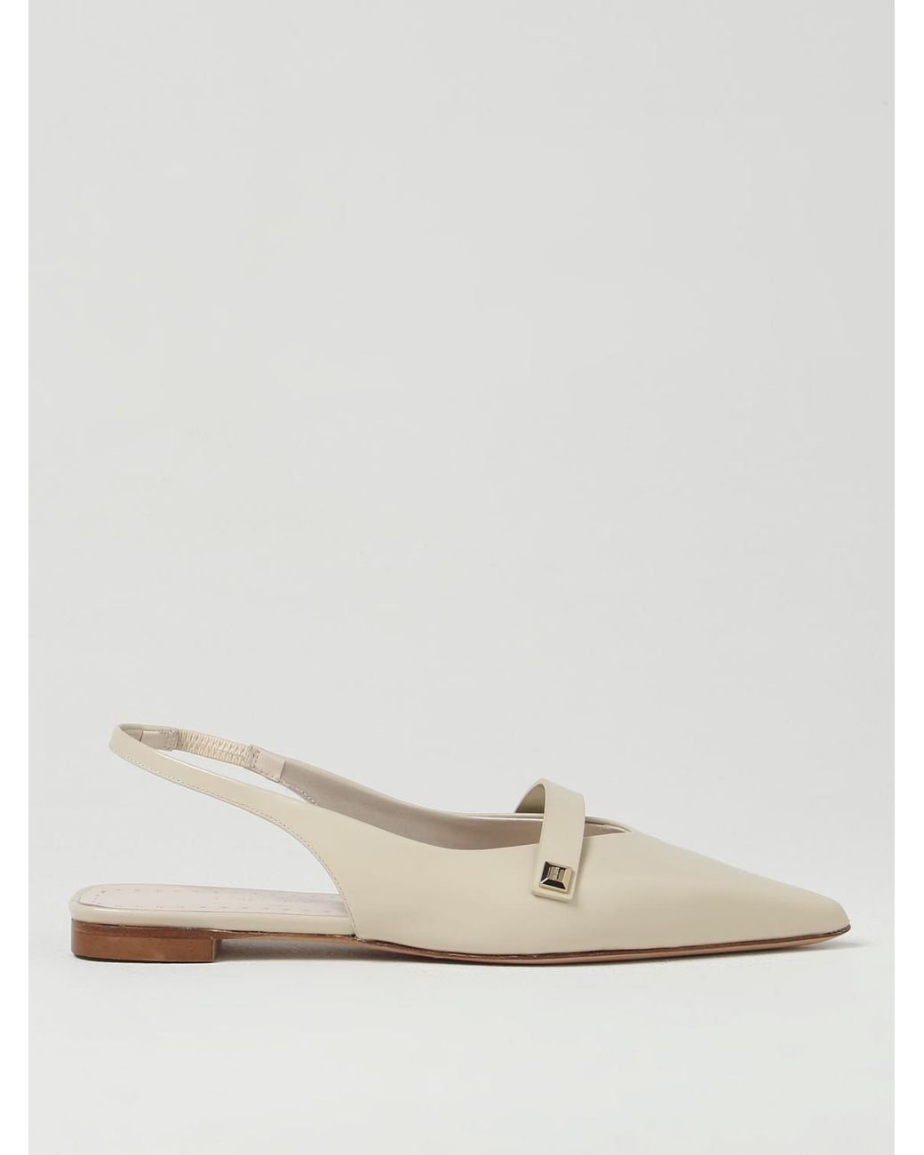 Max Mara Natural Leather Slingback Ballet Flats