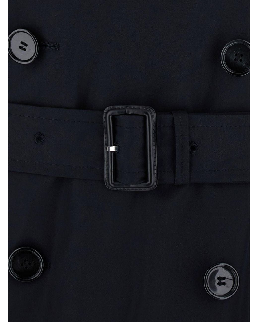 Boss Blue Double-Breasted Cotton Knee-Length Trench Coat With Belt And Epaulettes for men