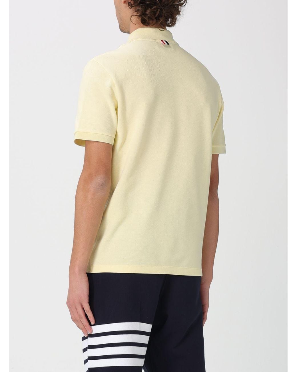 Thom Browne Yellow 4-Bar Cotton Polo Shirt for men