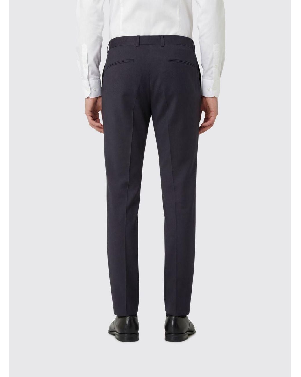 Boss Blue Virgin Wool Blend Tailored Trousers for men