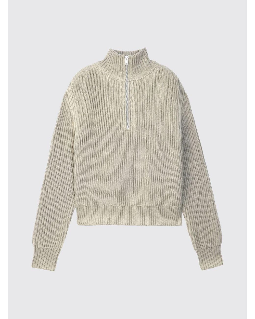 Camper Natural Ribbed Wool Blend Half-Zip High Neck Jumper for men