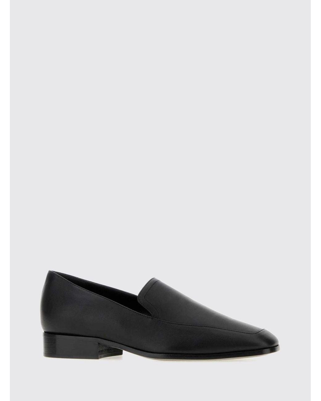 Herbert Levine Black Smooth Calfskin Loafers With Tapered Toe And Low Block Heel