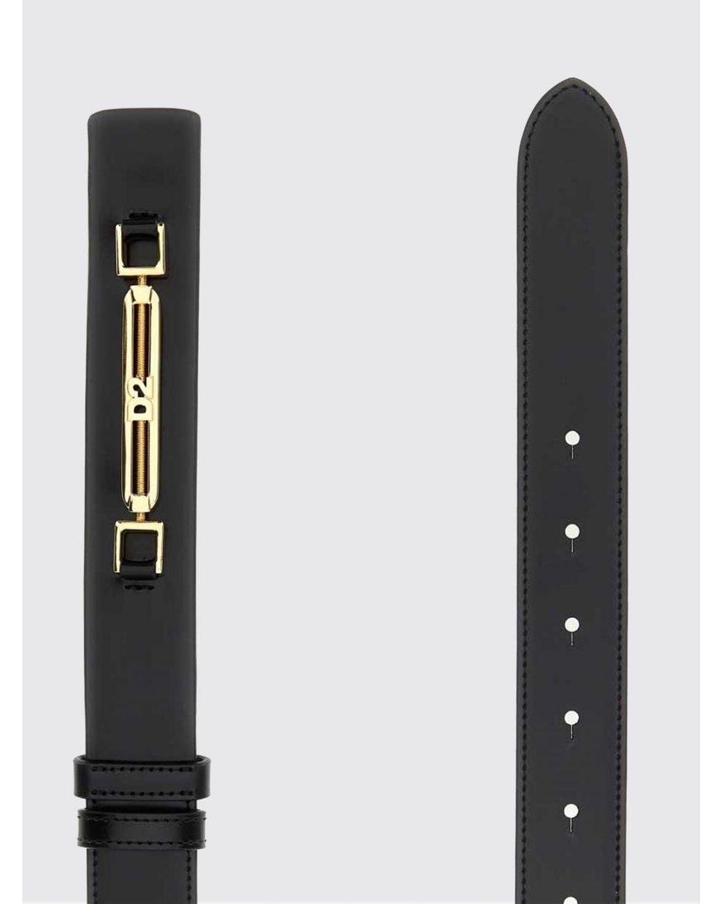 DSquared² White Smooth Leather Belt For With Golden Metal Logo Buckle