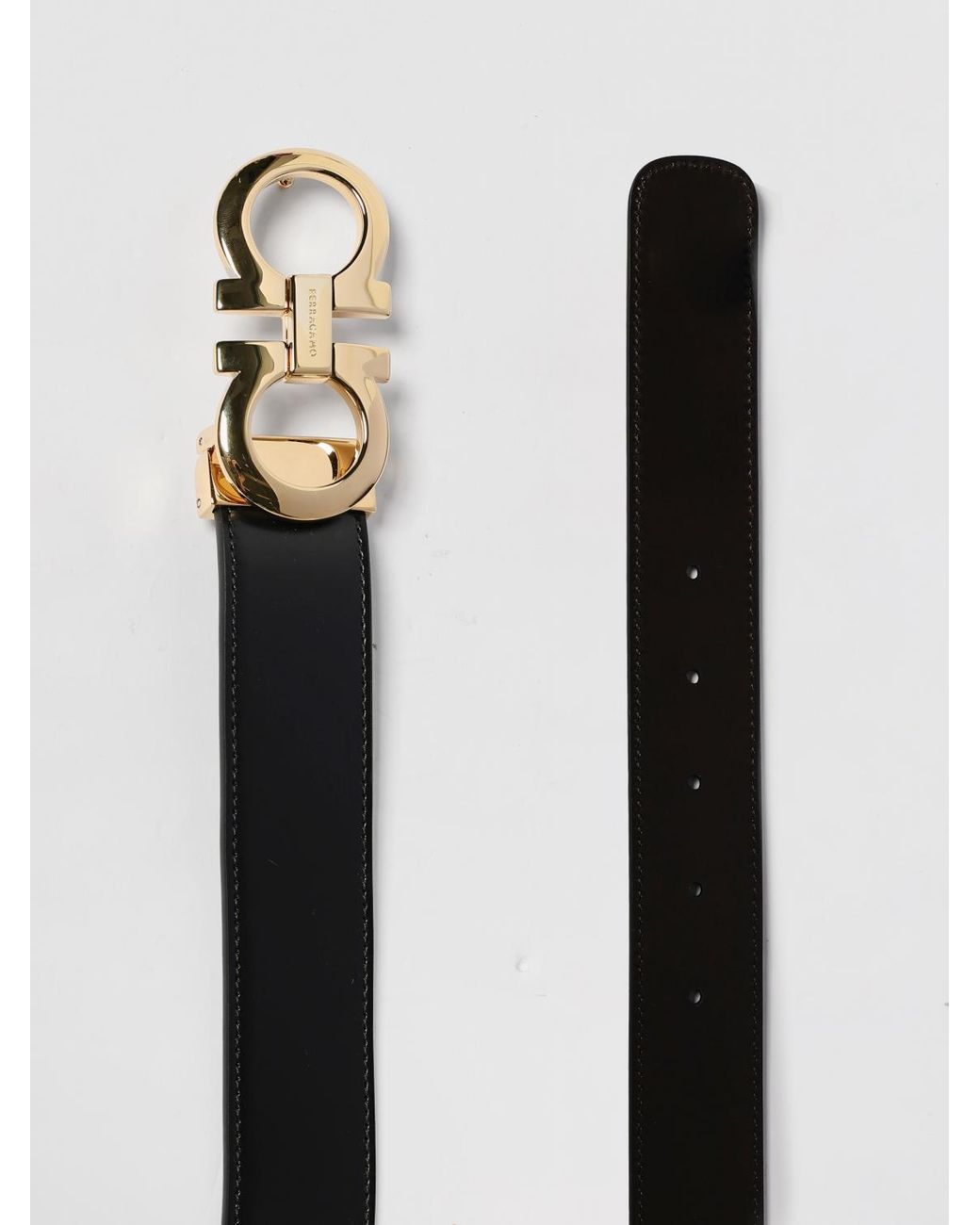 Ferragamo Black Gancini Reversible Leather Belt for men