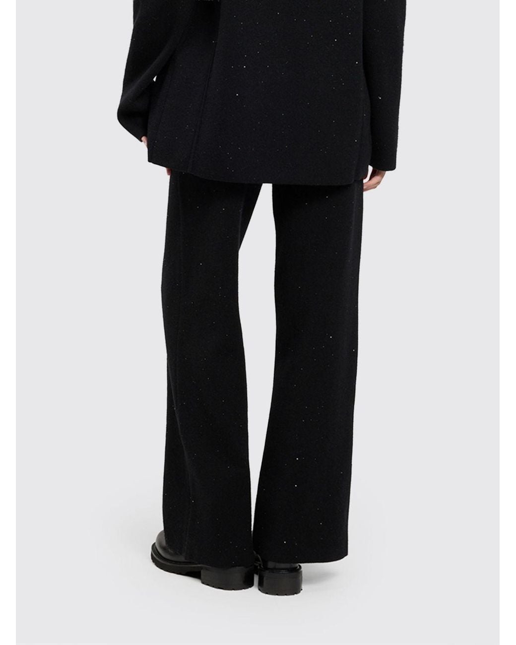 Twinset Black High-Waisted Straight-Leg Knit Trousers