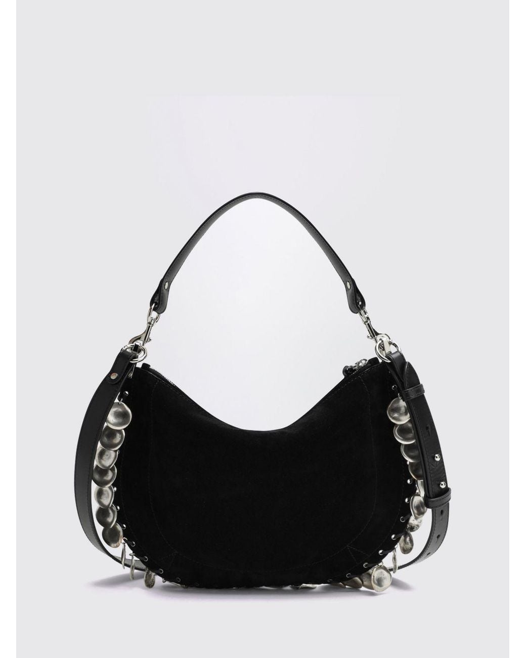 Isabel Marant Black Oskan Suede Shoulder Bag With Embossed Logo