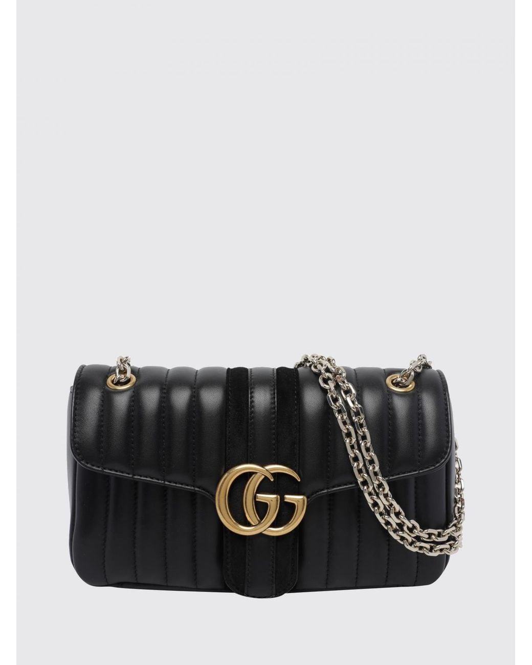 Borsa A Spalla Jetset Gg Marmont Media di Gucci in Black