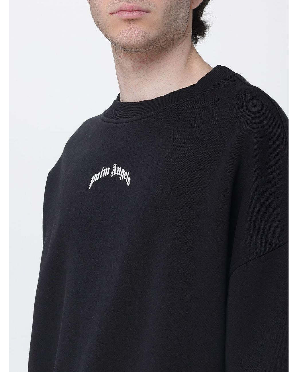 Palm Angels Blue Cotton Sweatshirt With Logo Print for men