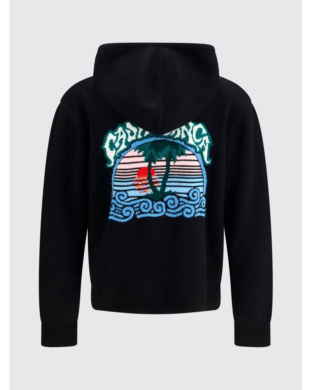 Casablanca Blue Graphic Print Wool Zip-Up Hoodie for men