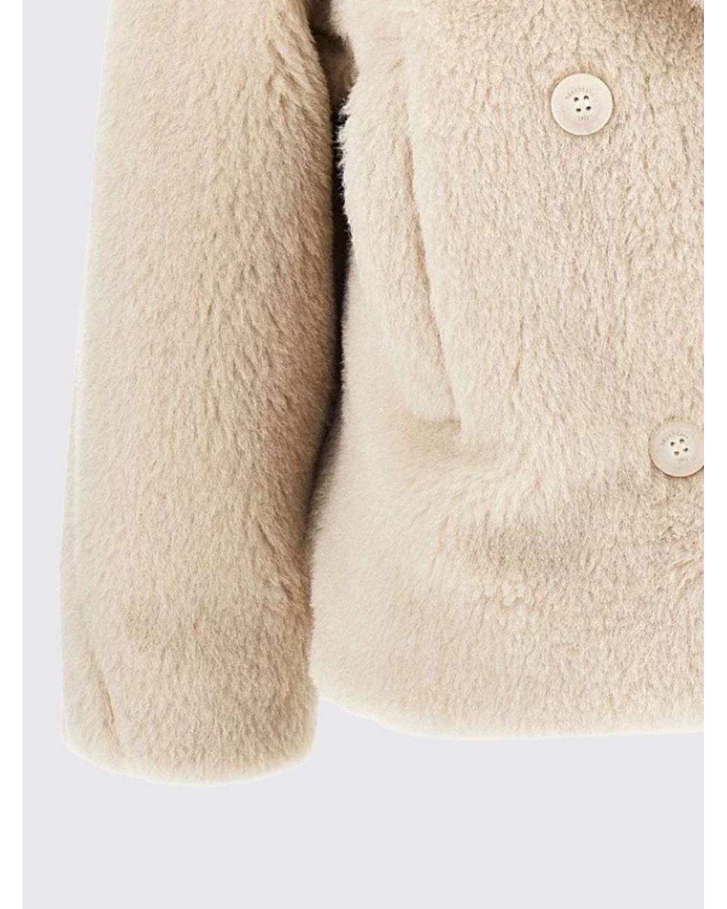 Max Mara Natural Short Double-Breasted Faux-Fur Effect Coat