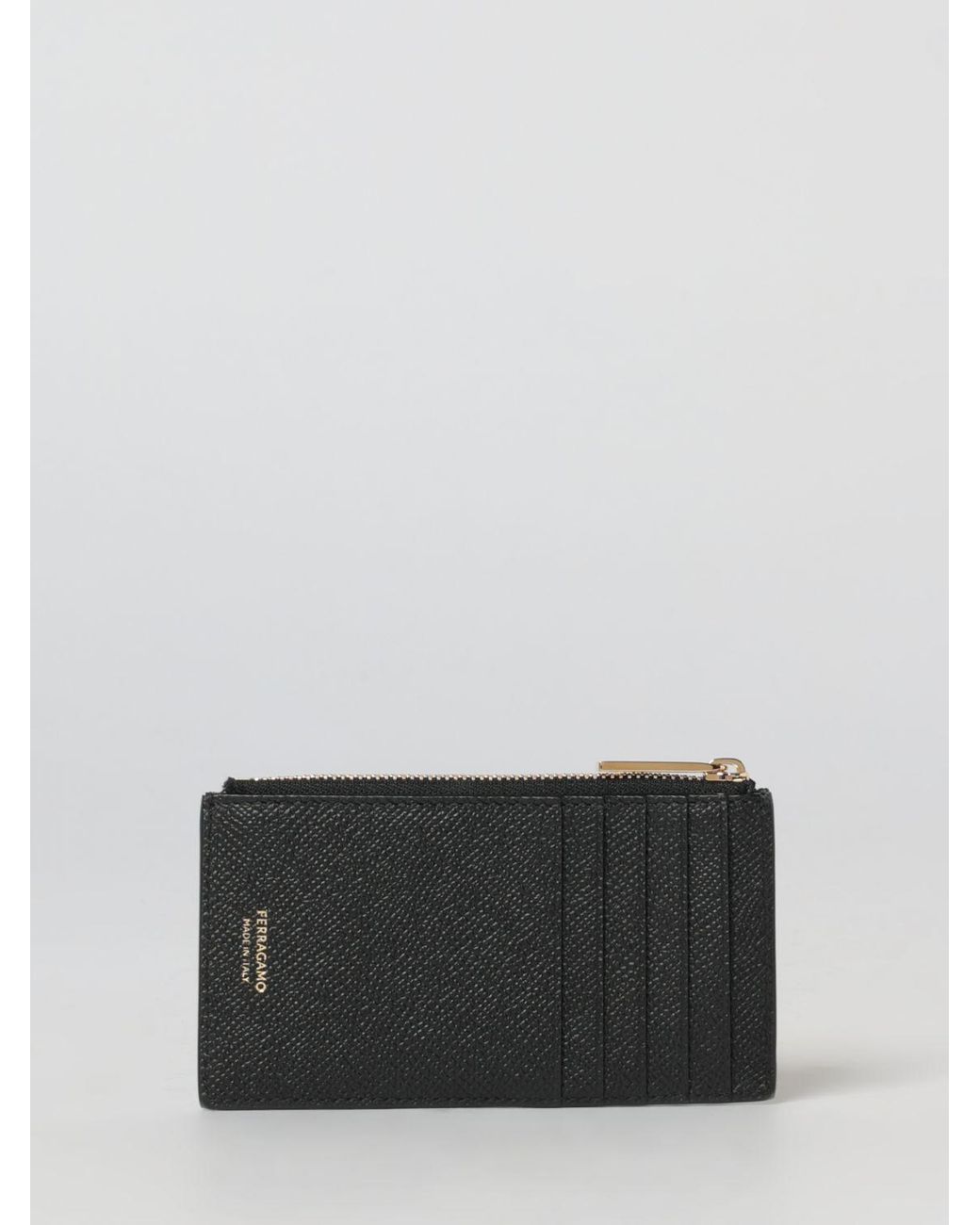 Ferragamo Gray Gancini Embossed Leather Card Holder for men