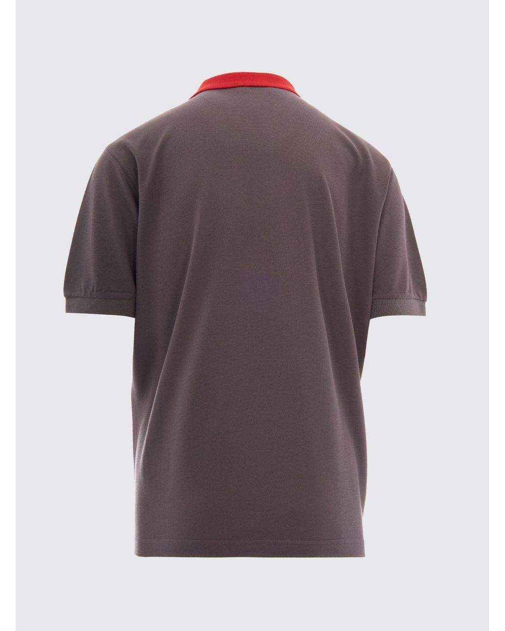 Marni Gray Short-Sleeve Cotton Polo Shirt With Ribbed Collar And Two Buttons for men