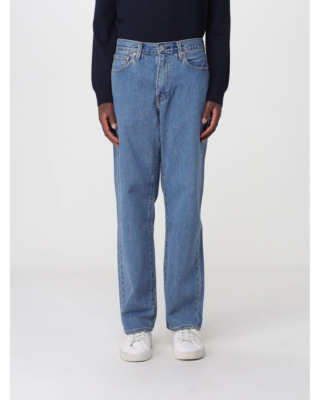 Levi's Blue 568 Straight Fit Cotton Denim Jeans With A Mid-Rise Waist for men