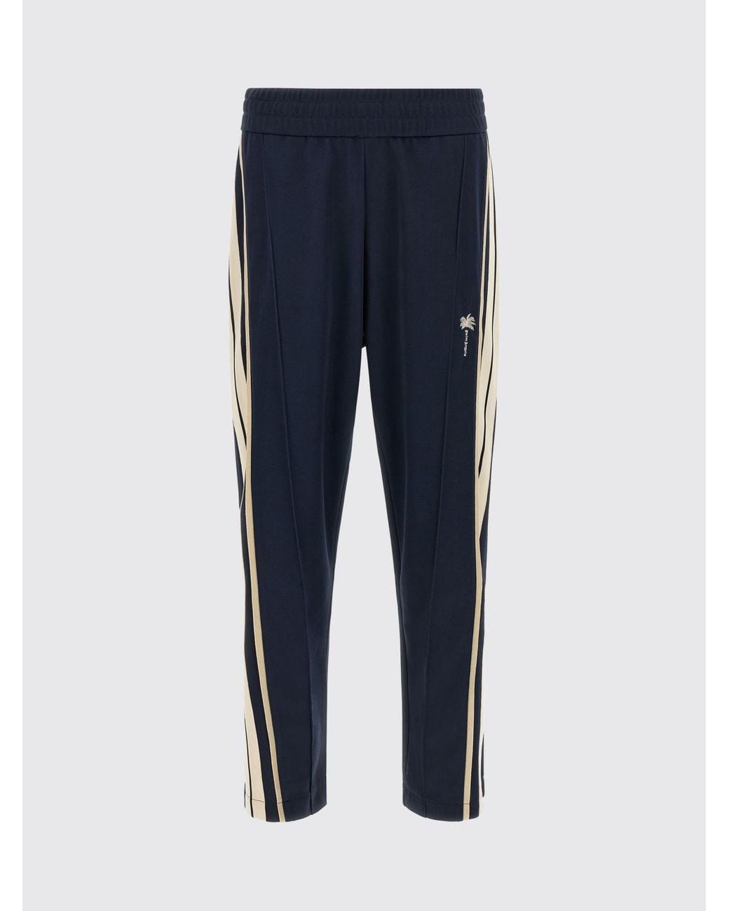 Palm Angels Blue Jersey Jogging Trousers With Contrasting Embroidered Logo for men