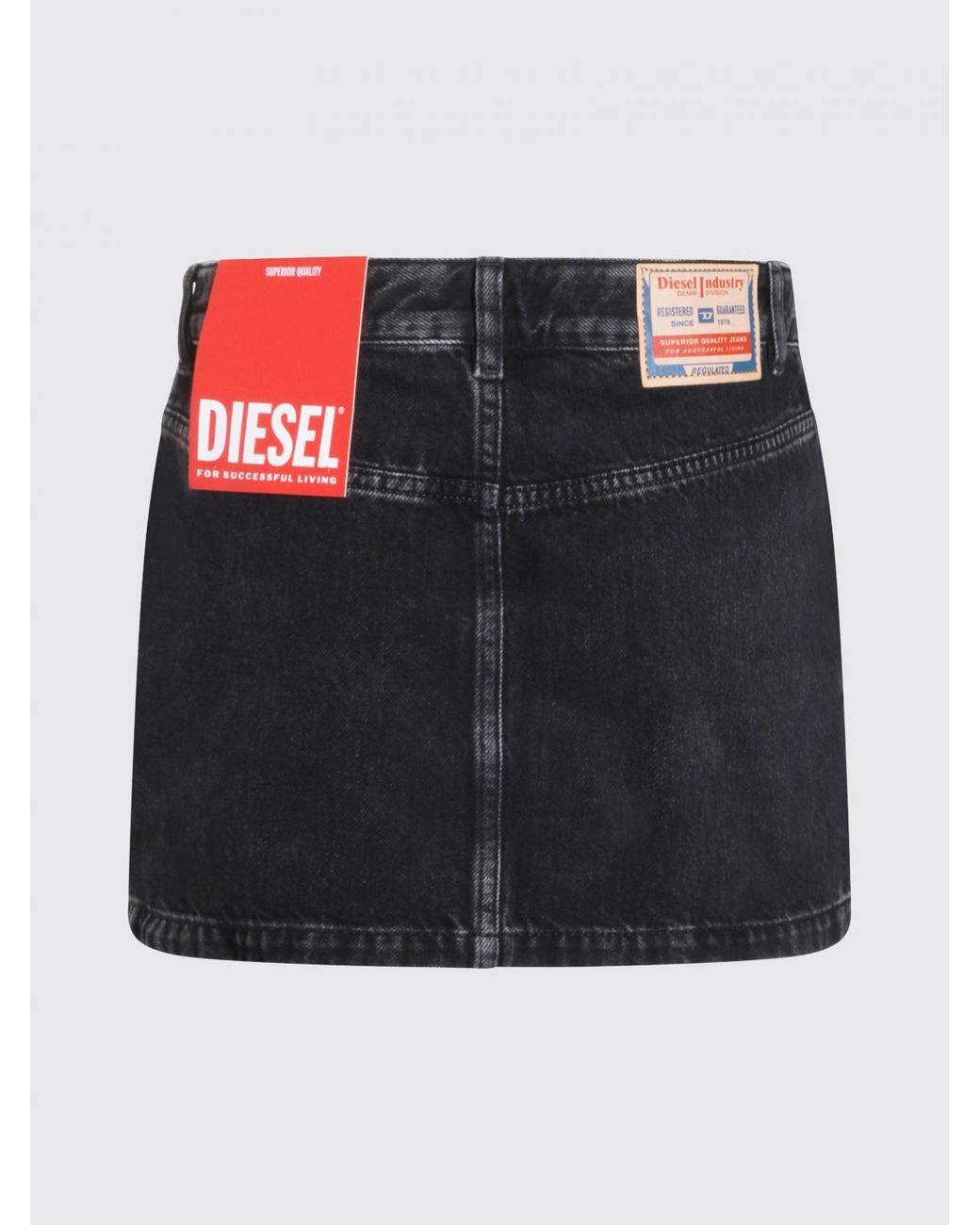 DIESEL Black De-Ron Cotton Denim Skirt