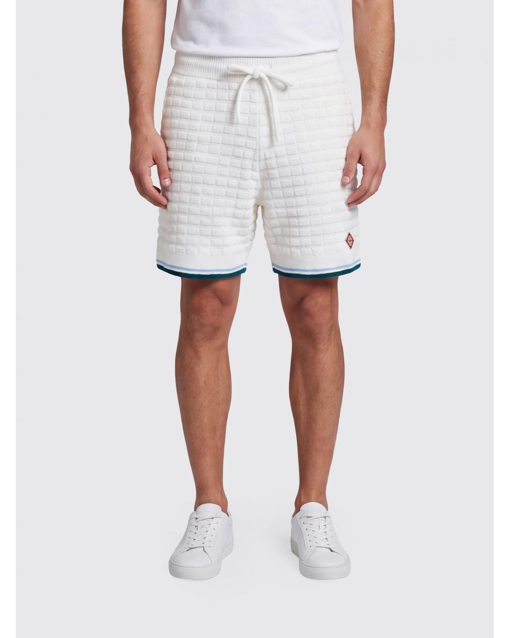 Casablanca White Cotton-Blend Shorts With Drawstring Waist And Applied Logo for men