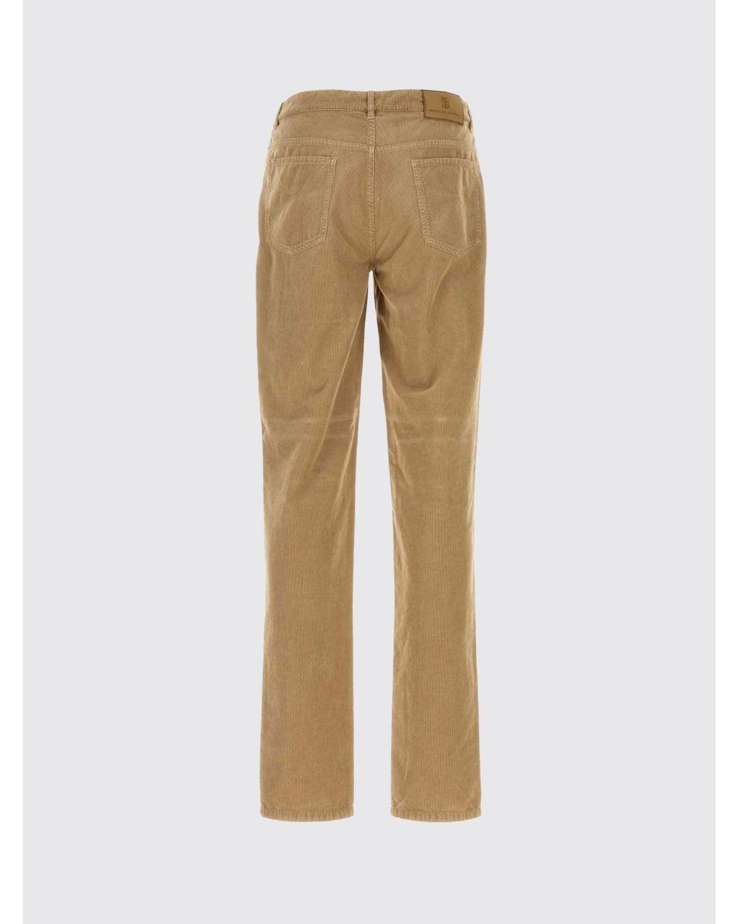 Brunello Cucinelli Natural Slim Fit Corduroy Cotton Trousers for men