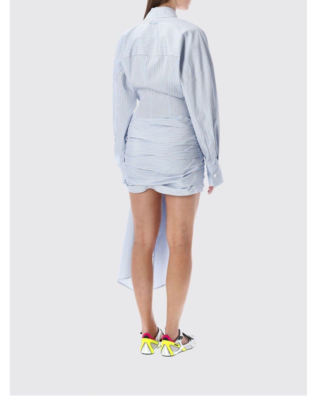 The Attico Blue Striped Cotton Chemisier Dress