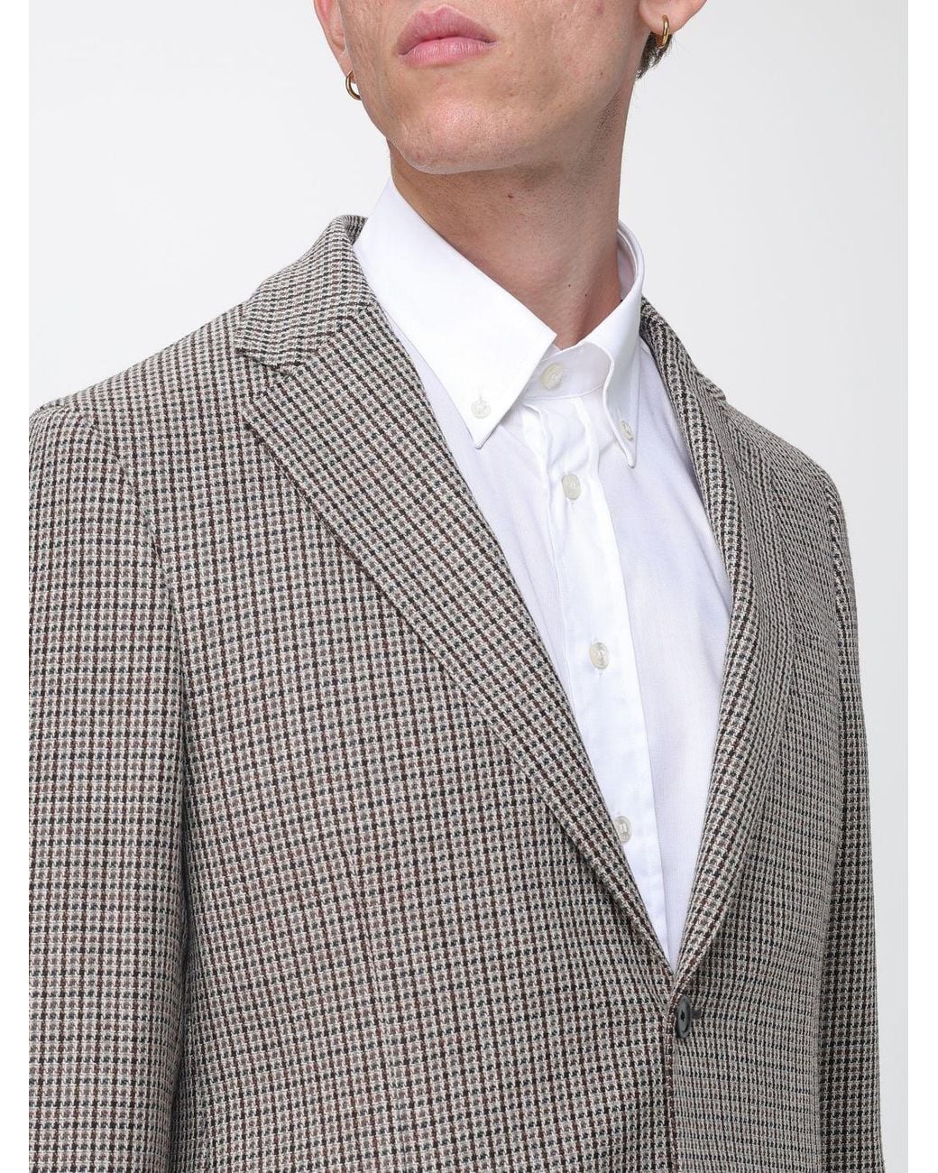 Lardini Gray Houndstooth Single-Breasted Wool And Cashmere Blazer for men