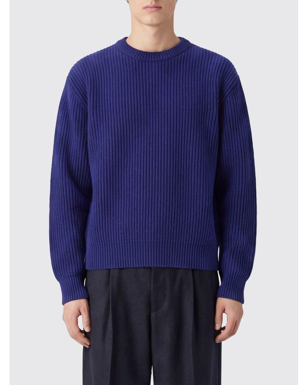 Jil Sander Blue Long-Sleeved Crewneck Sweater for men
