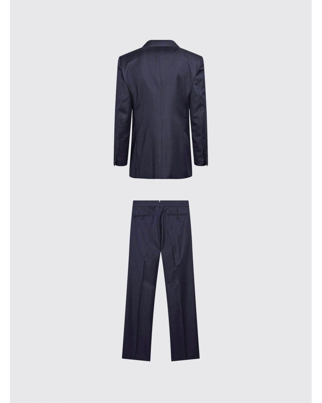 Tom Ford Blue Double-Breasted Pure Wool Suit With Peak Lapels for men