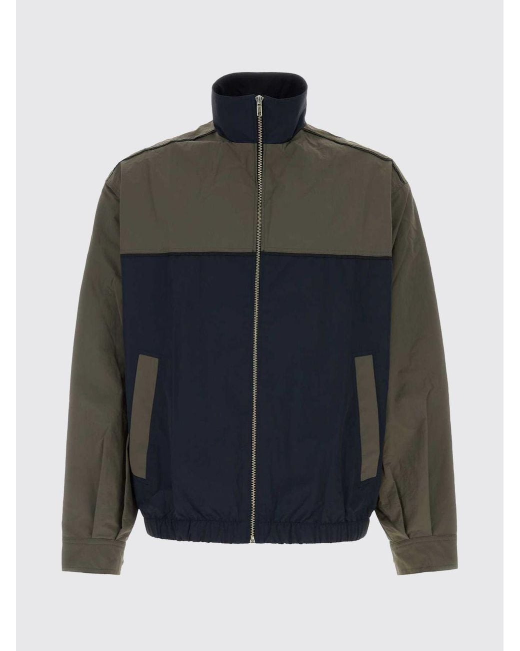 GIMAGUAS Blue Abstract Print Nylon Windbreaker Jacket With Turtleneck for men