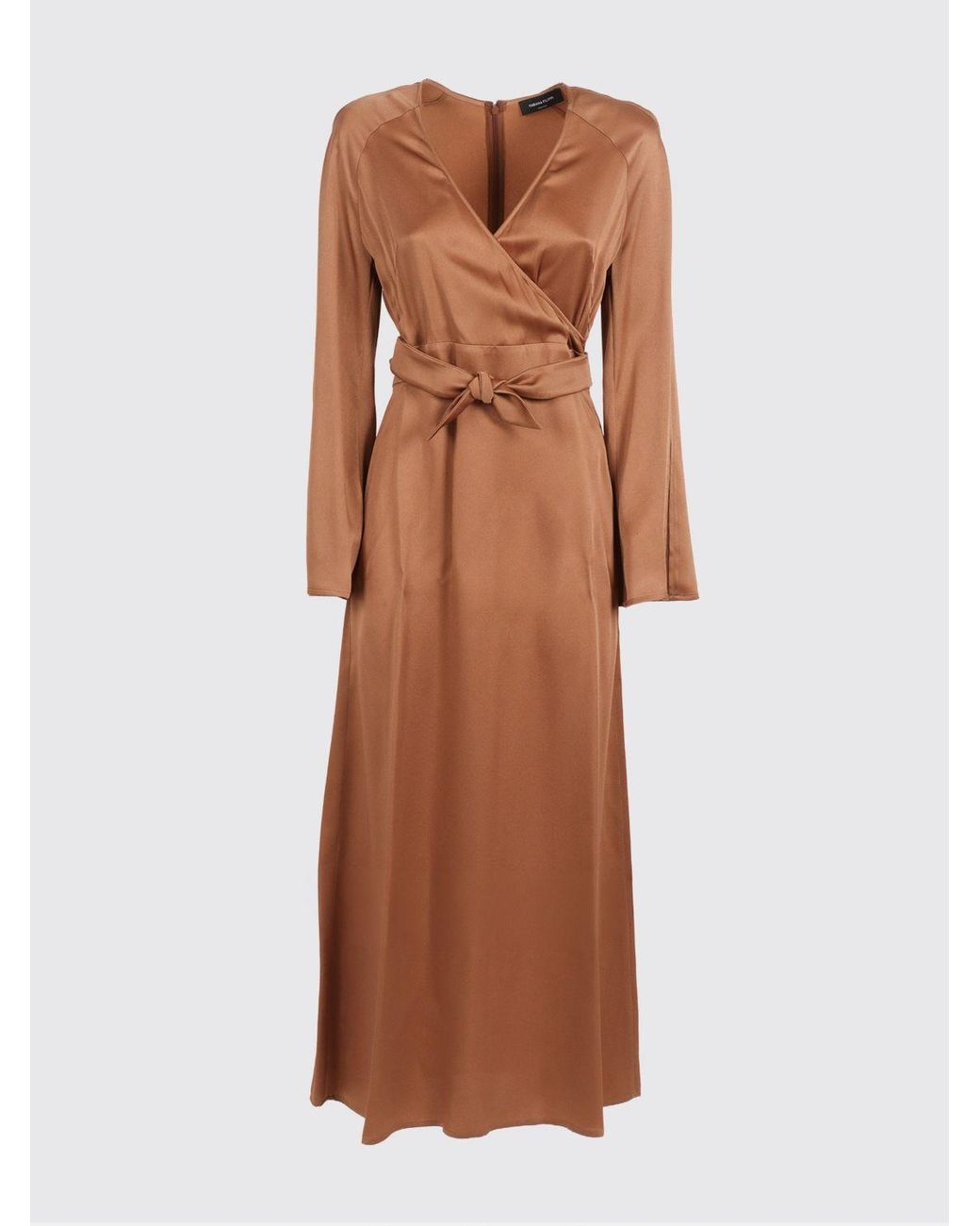 Fabiana Filippi Brown Wrap Midi Dress