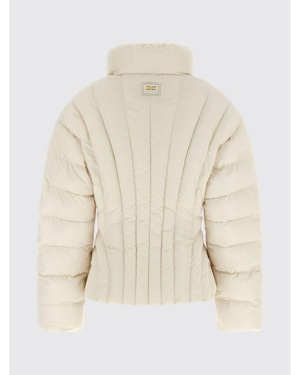 Elisabetta Franchi Natural Cropped Quilted Puffer Jacket With Bustier Design