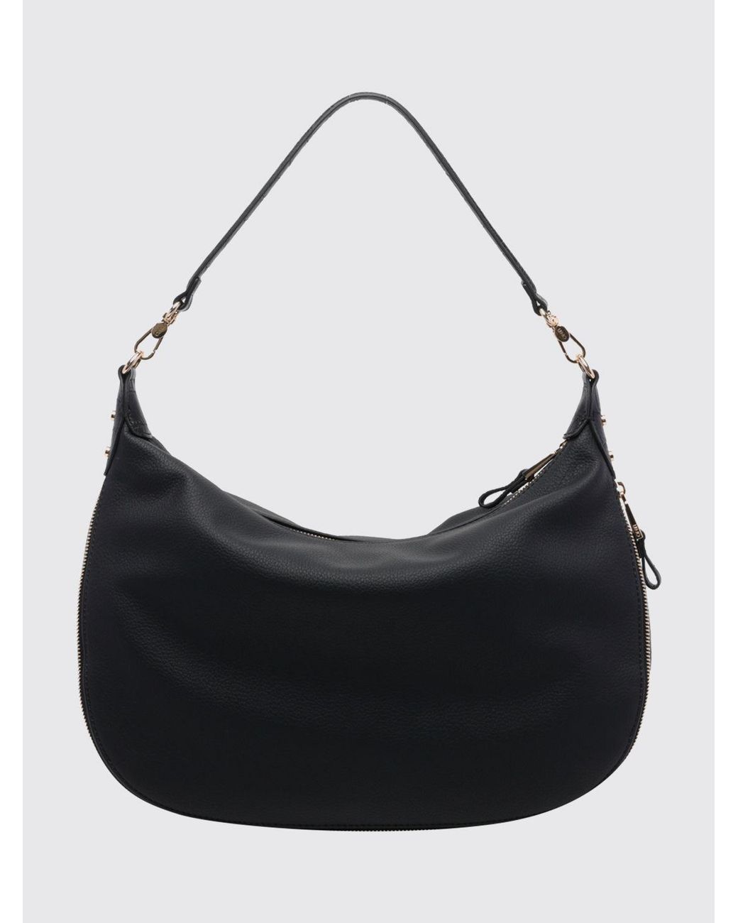 Liu Jo Black Grained Faux Leather Hobo Bag With Monogram Logo And Removable Handle
