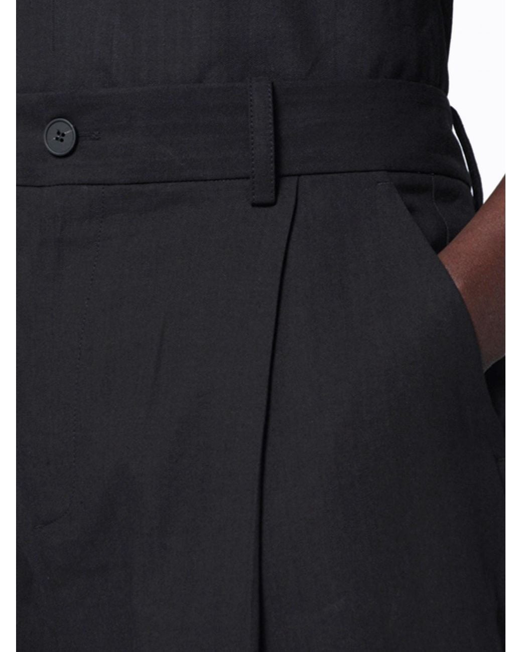 Studio Nicholson Black Fowld Knee-Length Chino Shorts for men