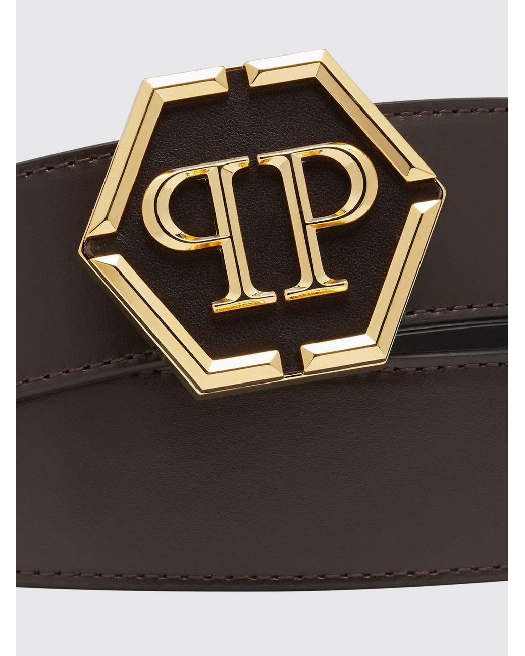 Philipp Plein Brown Leather Belt for men
