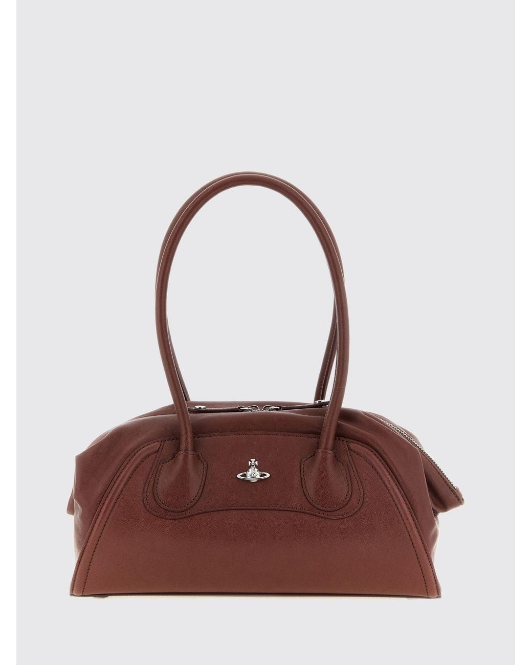 Vivienne Westwood Brown Shirley Monogram Leather Shoulder Bag With Orb Logo