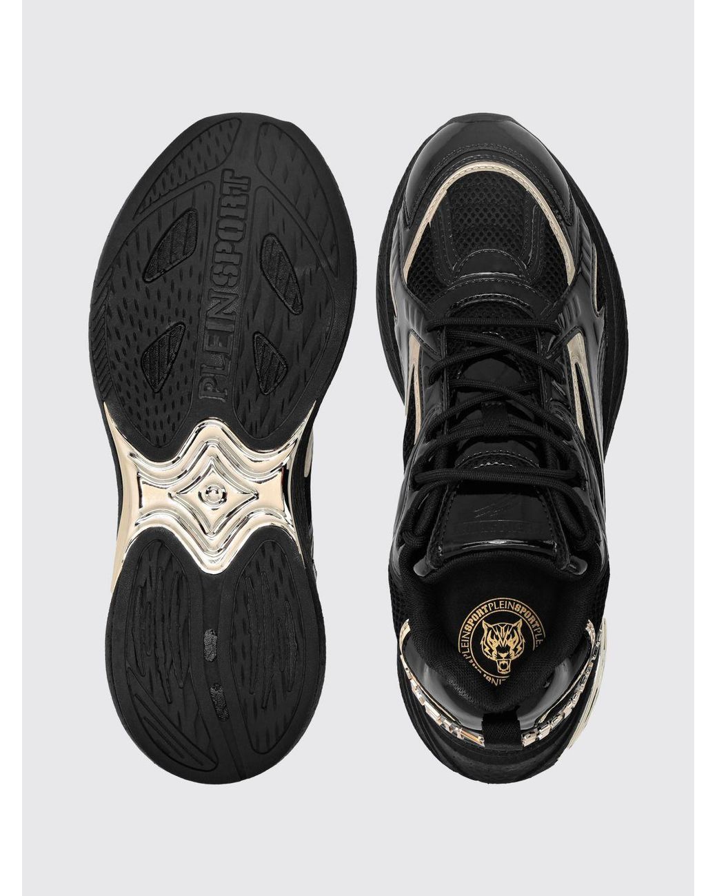Philipp Plein Black Pegasus Project Mesh And Patent Leather Sneakers for men