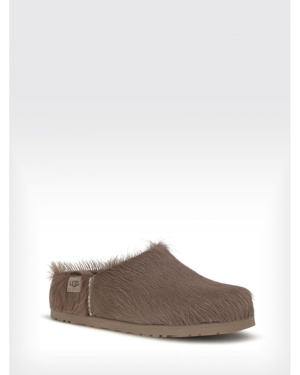 Ugg Gray Otzo Pony-Hair Mules With Round Toe And Low Heel