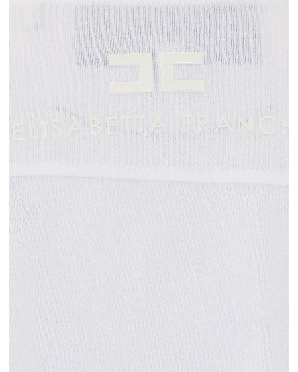 Elisabetta Franchi White Slim Fit Cotton T-Shirt With A Contrasting Graphic Print