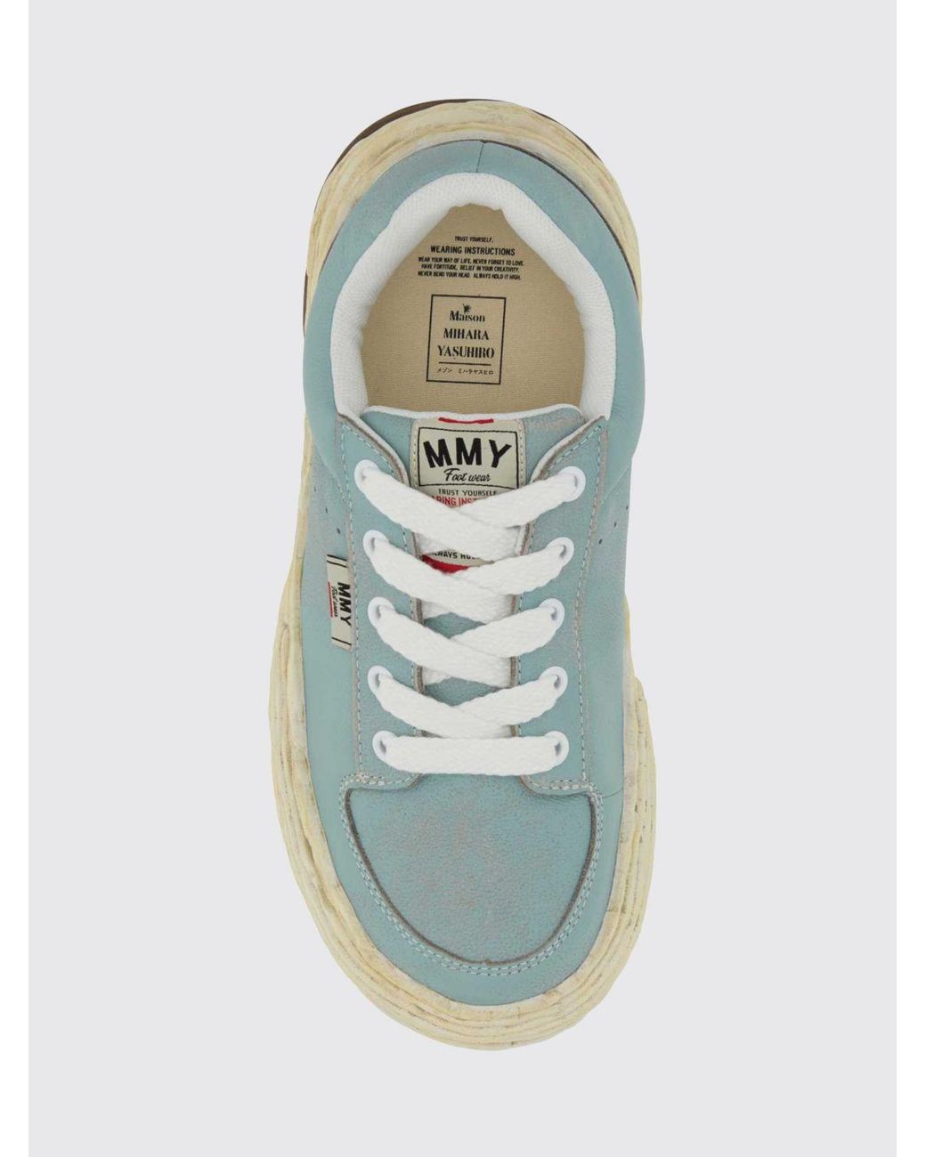 Maison Mihara Yasuhiro Blue Oliver Distressed-Effect Low-Top Leather Sneakers for men