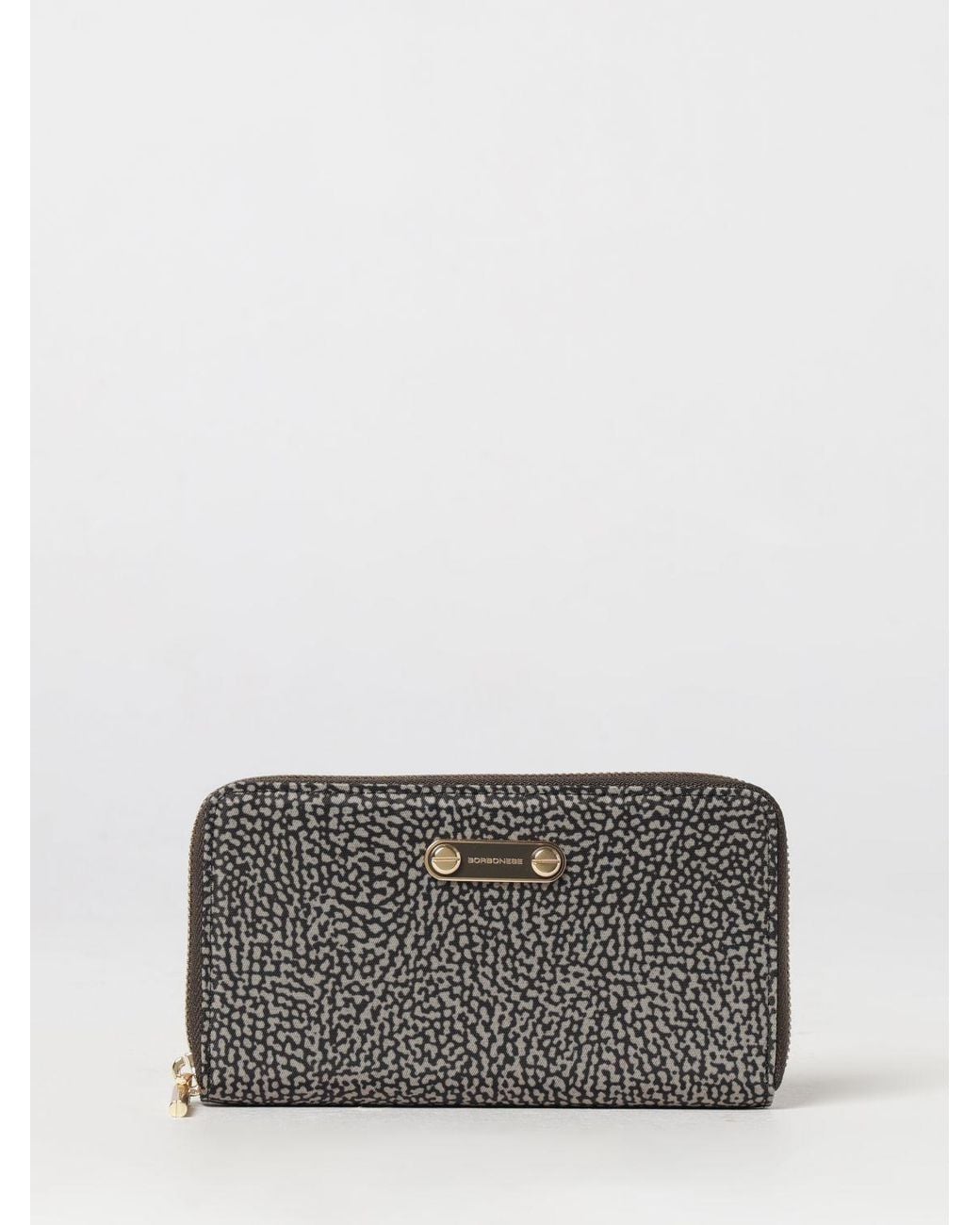 Borbonese Gray Continental Polka Dot Recycled Nylon Zip-Around Wallet