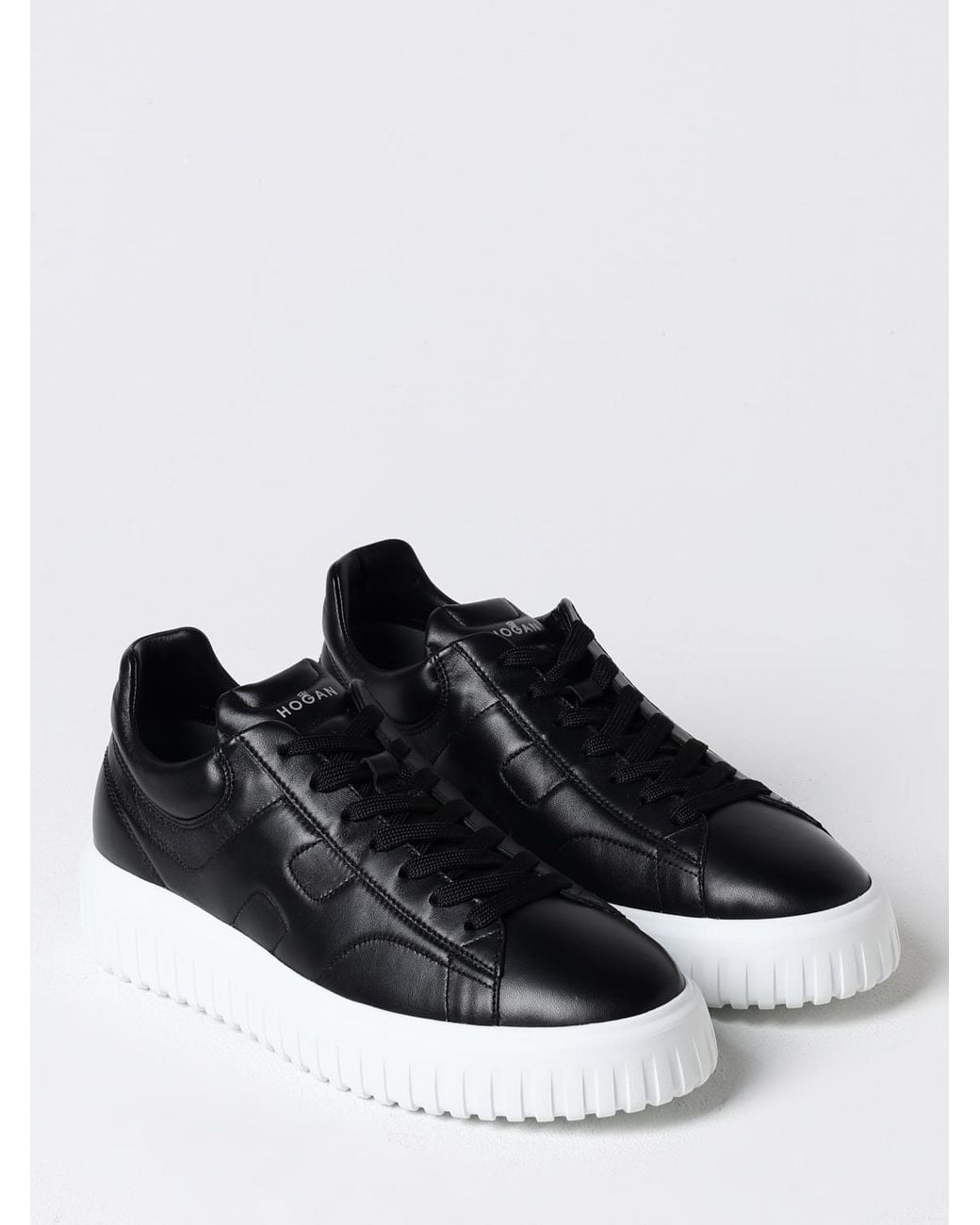 Hogan Black H-stripes Sneakers In Leather With Logo for men
