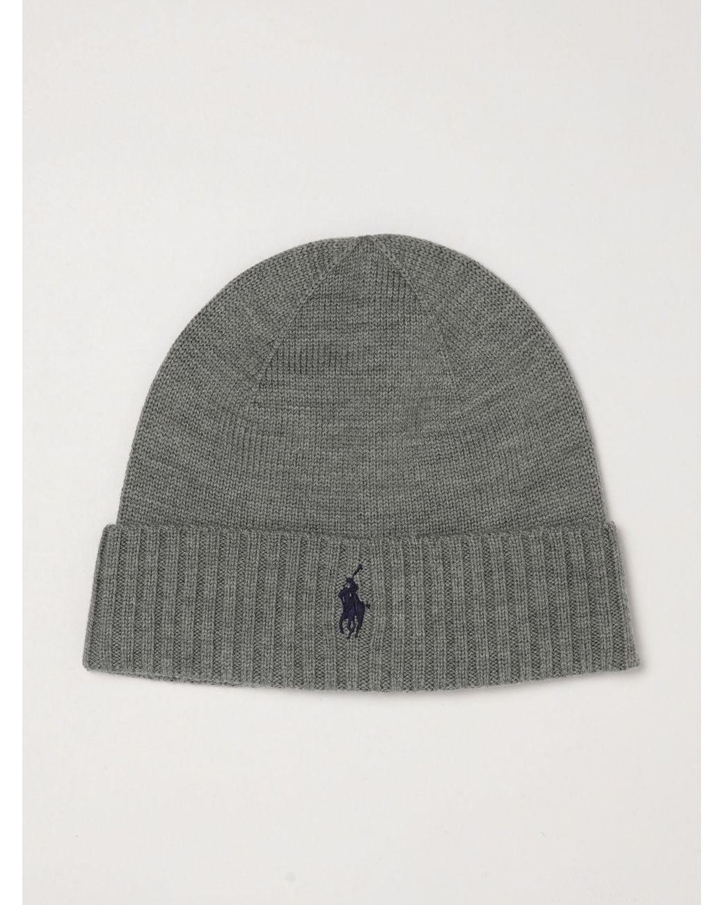 Polo Ralph Lauren Gray Embroidered Pony Wool Beanie for men