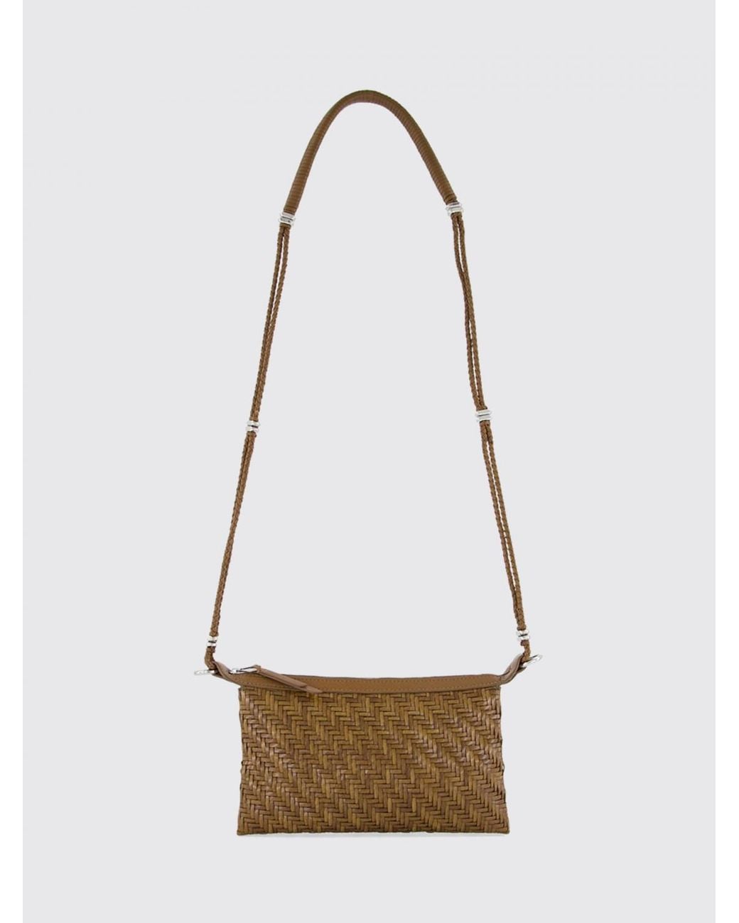 Benedetta Bruzziches Brown Pondy Woven Leather Mini Bag With Strap