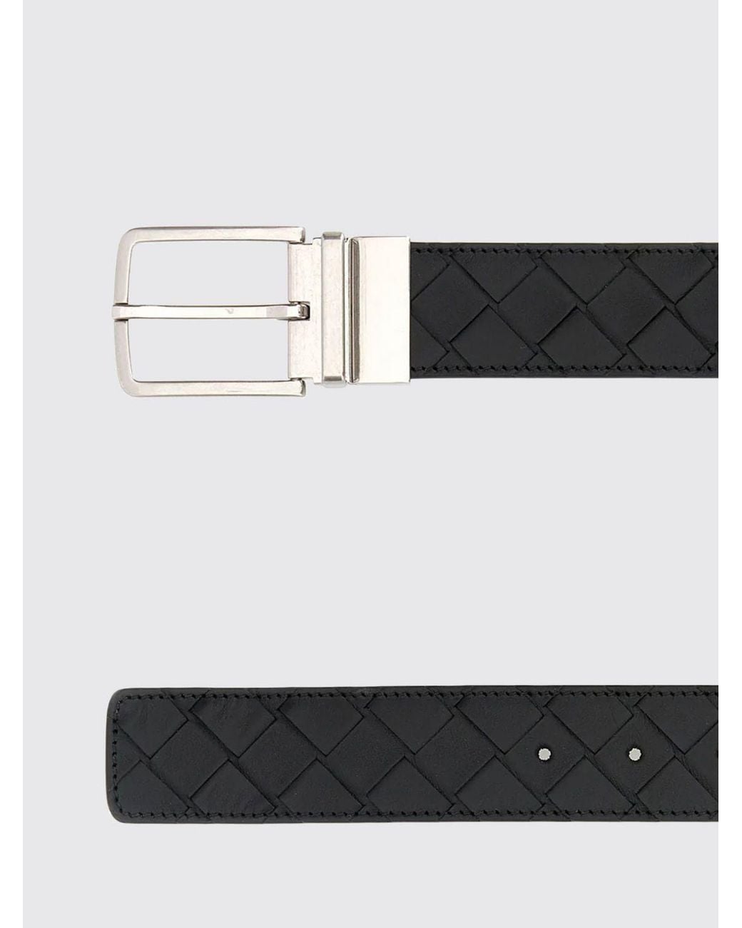 Bottega Veneta White Intrecciato Woven Leather Belt With Pin Buckle for men