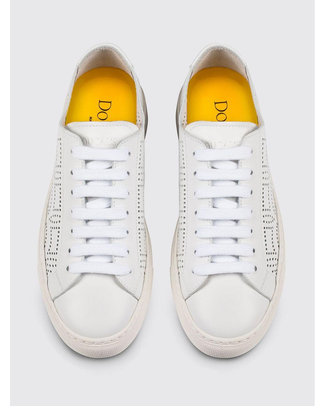 Doucal's White Perforated Leather Sneakers