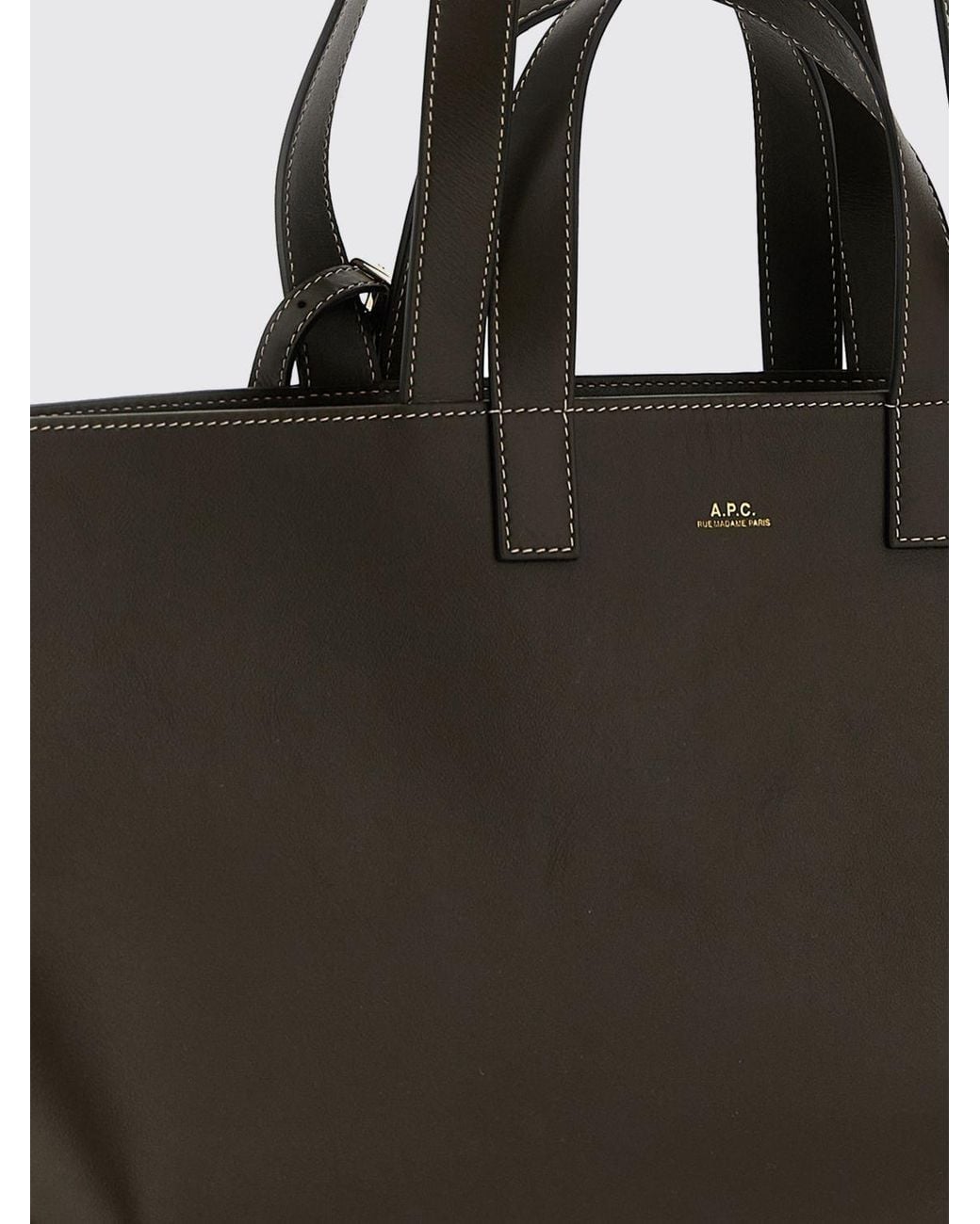 A.P.C. Black Le Drummer Large Smooth Leather Tote Bag With Four Handles And Logo