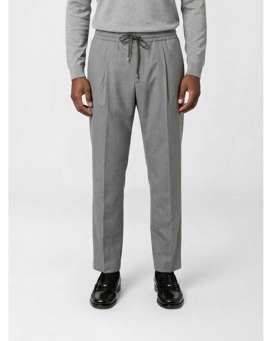 Briglia 1949 Gray Wool Drawstring Trousers for men