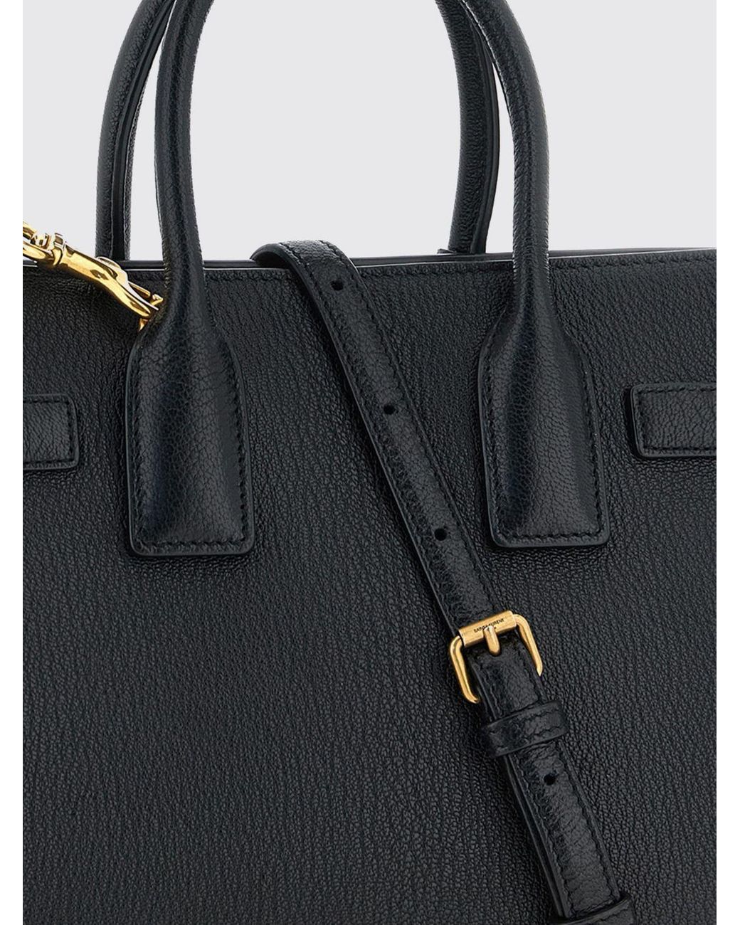 Saint Laurent Black Sac De Jour Grained Sheepskin Leather Handbag With Padlock