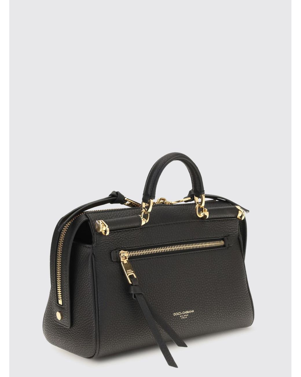 Dolce & Gabbana Black Dolce &Amp Gabbana Vittoria Grained Calfskin Leather Handbag With Shoulder Strap