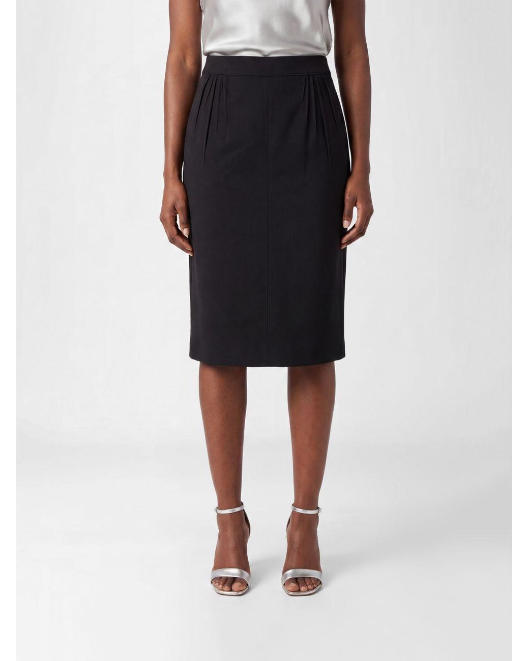 Saint Laurent Black High-Waisted Viscose Pencil Mini Skirt With Ysl Monogram